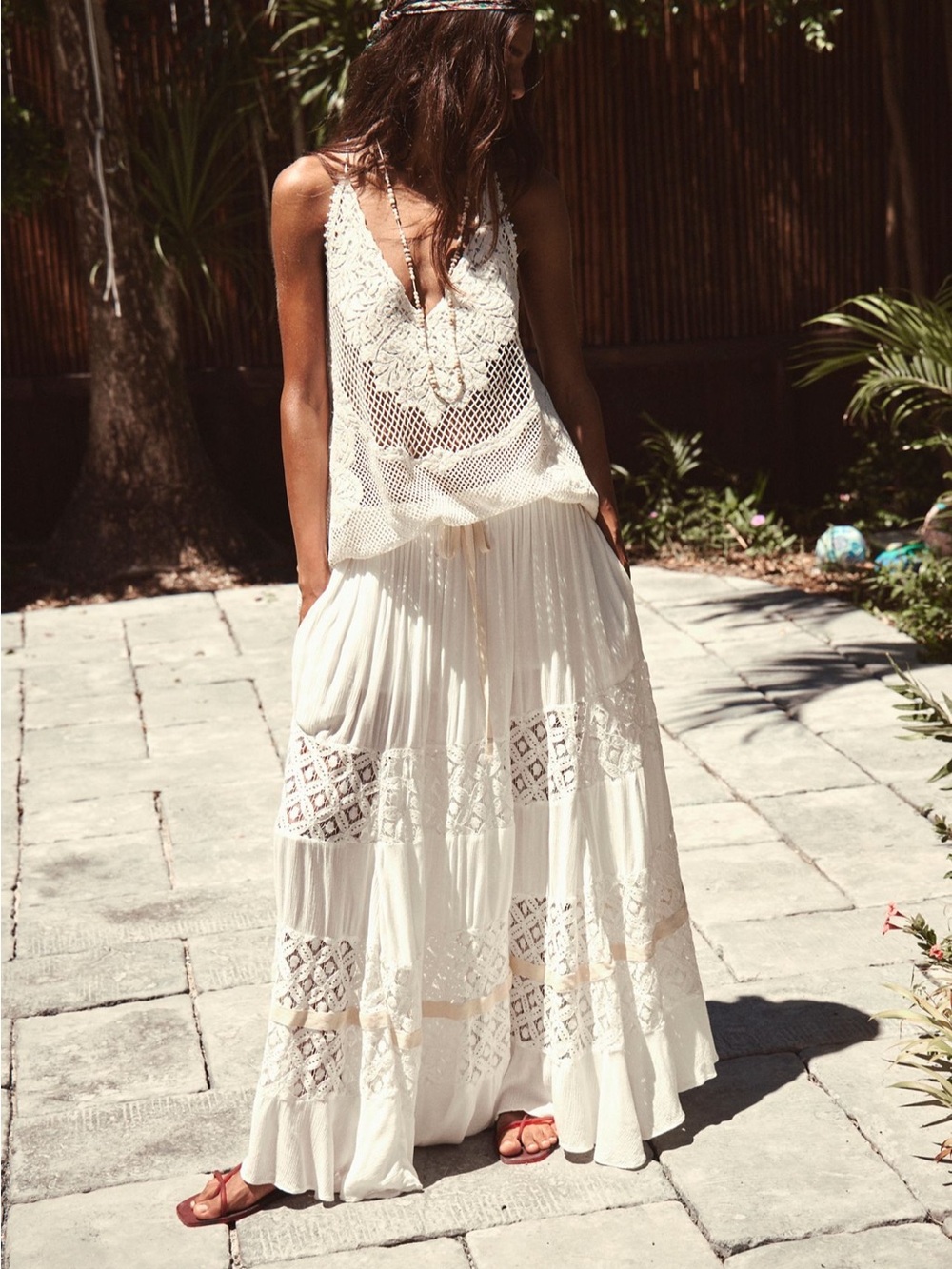 Free People Swept Away Maxi Skirt Size Small S/P in Clean Ivory - Boho Crochet - Picture 2 of 13